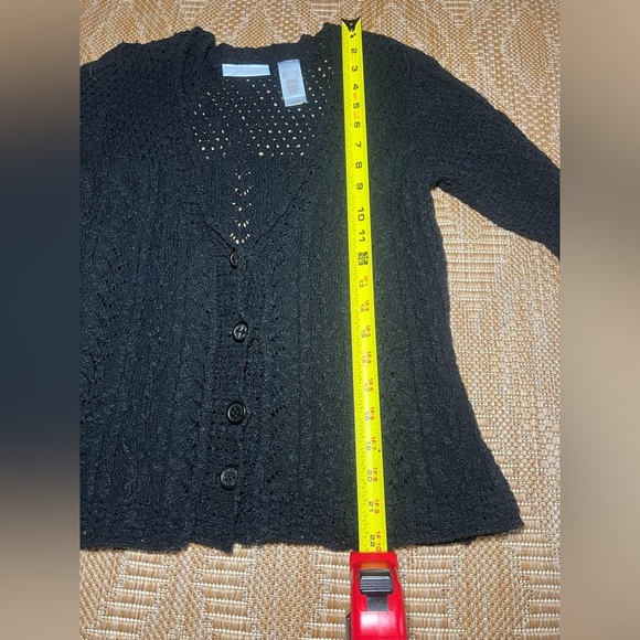 JH Collectibles Vintage Women's Black Crotchet Knit Cardigan, Size L - Picture 7 of 10